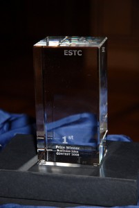 The first prize trophy at the European Semantic Technology conference Business Idea competition
